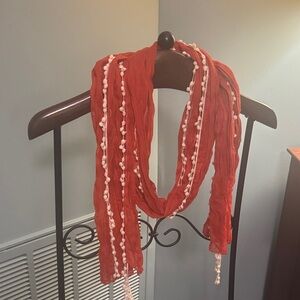 Red Scarf with White Accents